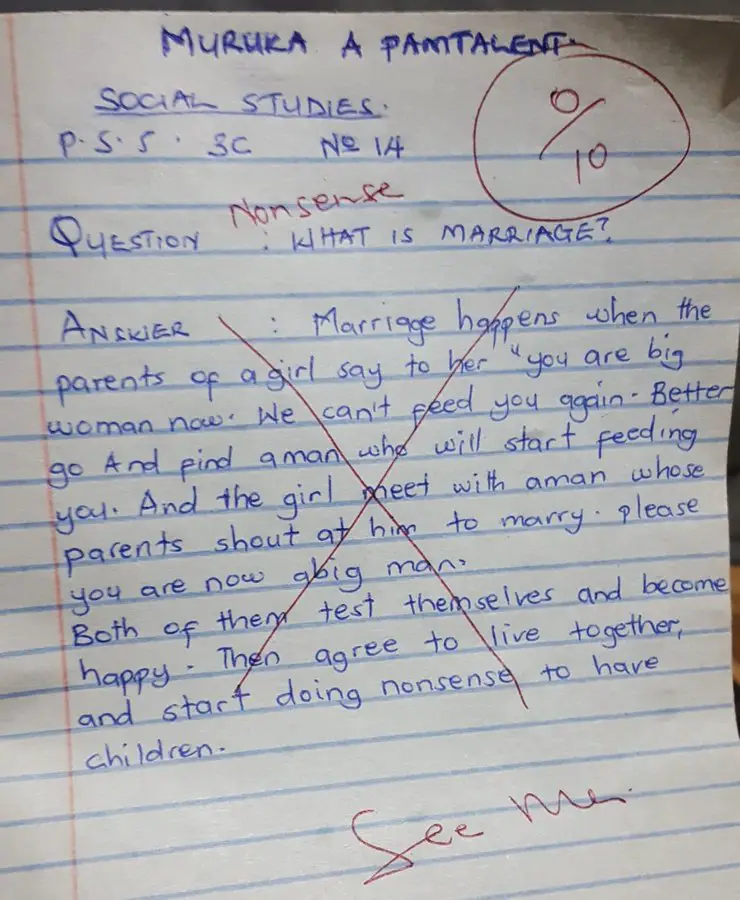 student answer about marriage